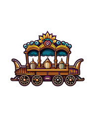 Editable stroke vector of a gold parade float with ornate details.