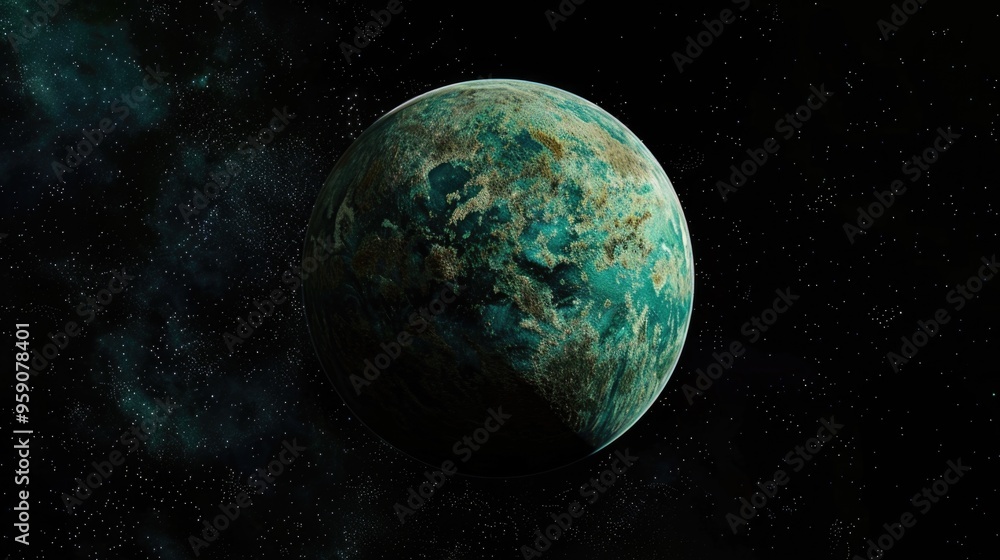 Aufkleber A planet in the outer space with stars in the background, suitable for use in space-themed illustrations and designs