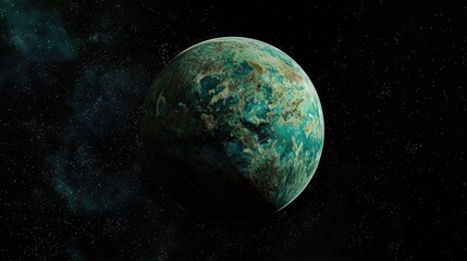 A planet in the outer space with stars in the background, suitable for use in space-themed illustrations and designs