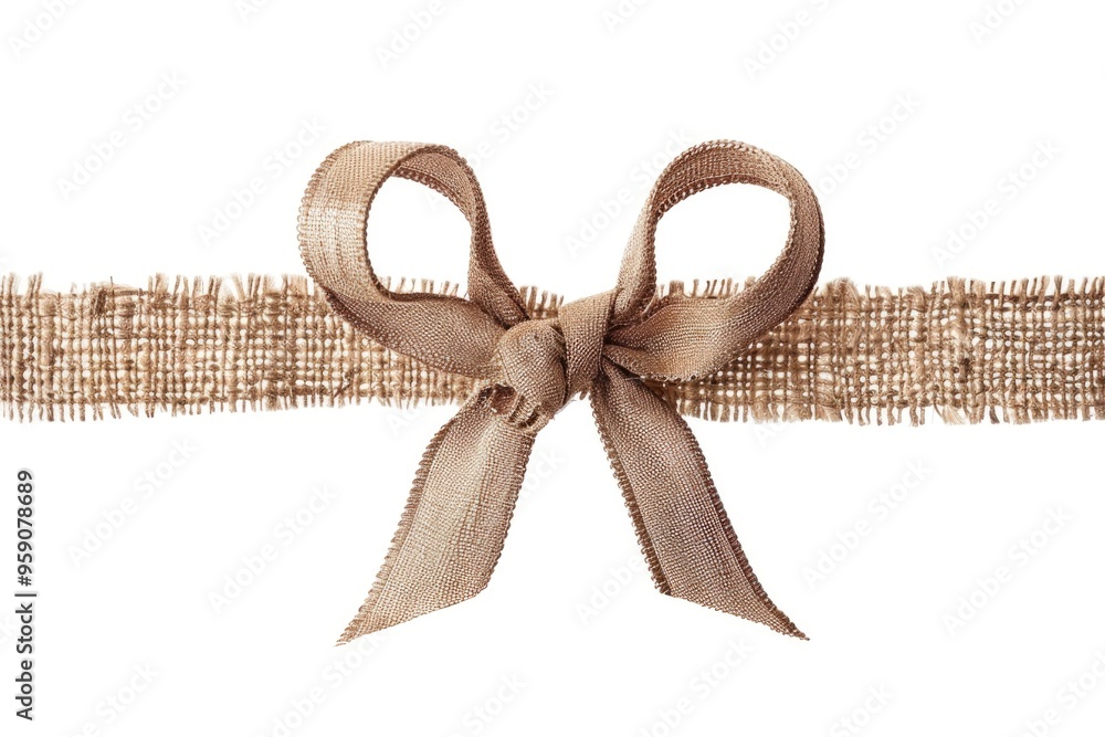 Poster a simple yet elegant design featuring a brown ribbon with a bow tied in the center, set against a cl