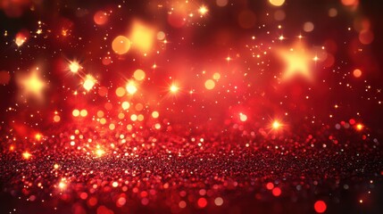 Sparkling Red Background with Glowing Lights