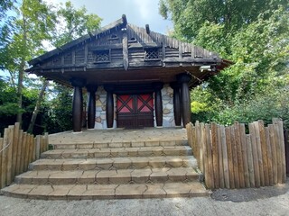 wooden pavilion in the park
