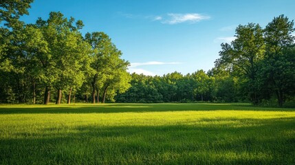 Obraz premium Serene Meadow Under a Blue Sky