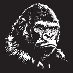 Obraz premium Gorilla in cartoon, doodle style . Image for t-shirt, web, mobile apps and ui. Isolated 2d vector illustration in logo, icon, sketch style, Eps 10, black and white. AI Generative