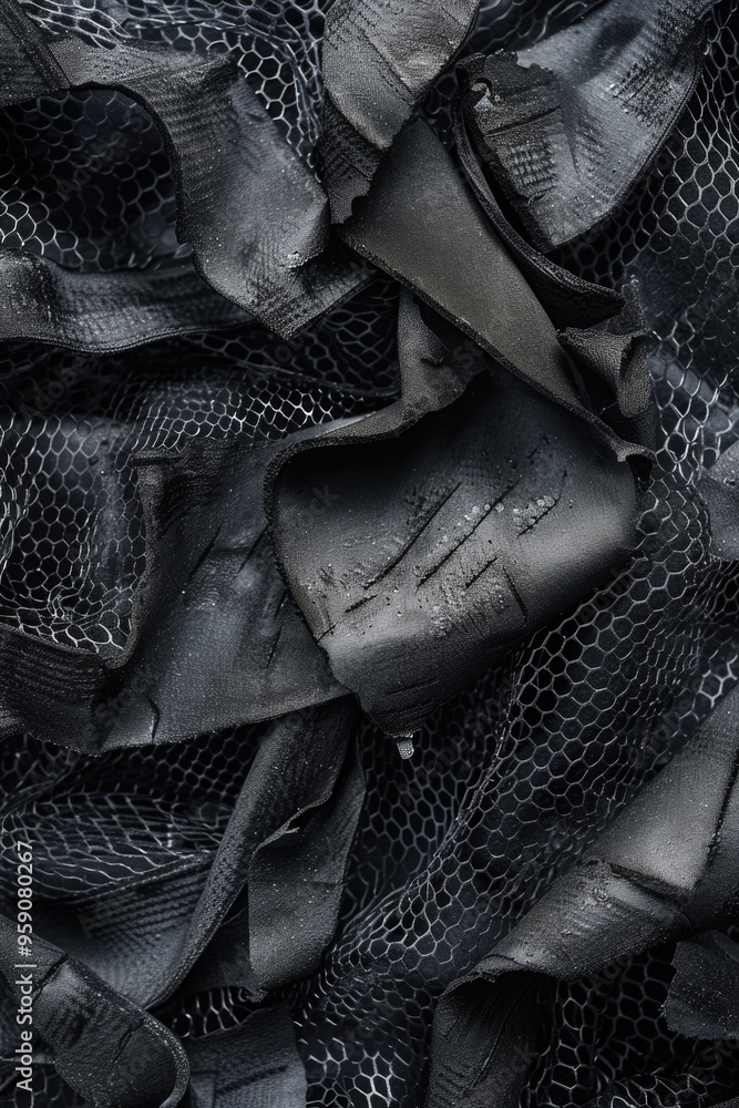 Aufkleber a close-up view of a bunch of black fabric, great for using as a texture or background