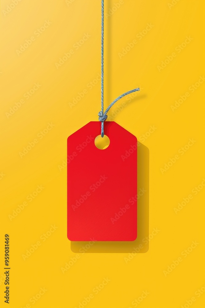 Poster A red price tag suspended from a string