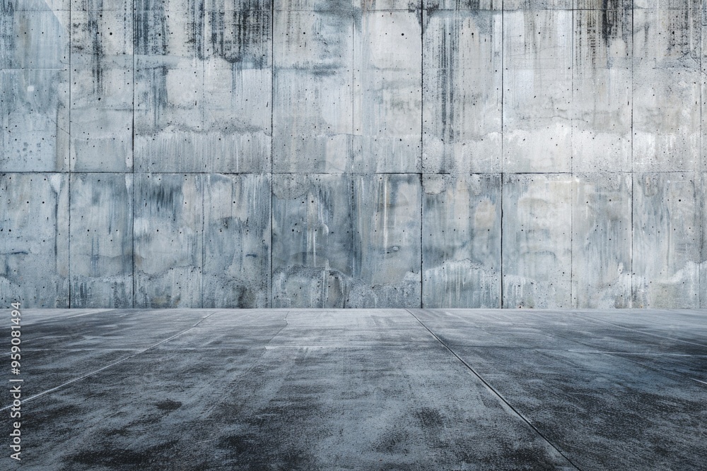 Aufkleber a simple concrete floor with a concrete wall in the background, perfect for use as a prop or setting