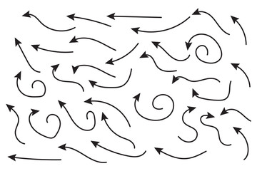 Doddle arrow set, collection of hand drawn arrows, vector set.