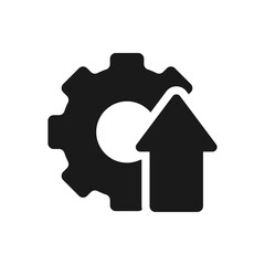 Gear with up arrow. Optimization icon concept isolated on white background. Vector illustration
