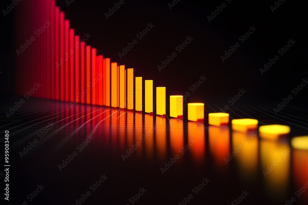 Poster descending bar graph with red to yellow gradient illumination