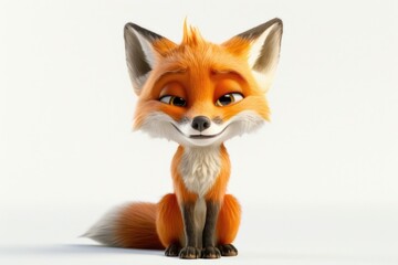 Obraz premium A close-up shot of a soft and cuddly stuffed fox sitting on a white background