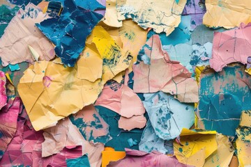 Fototapeta premium A detailed shot of multiple pieces of paper with various textures and designs