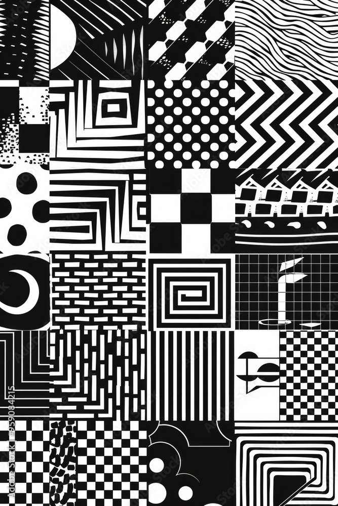 Aufkleber A simple yet striking geometric pattern featuring interconnected squares in shades of gray