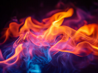 Colorful Fire - fire, flames, color, abstract, smoke, hot, heat, light, energy, bright, orange, pink, blue, background, burning, art, texture, pattern
