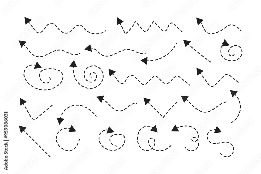 Poster dashed line directional arrow collection