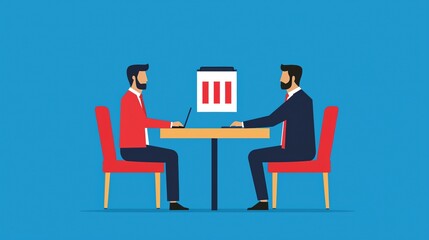 Financial adviser discussing loan repayment with investor, flat design illustration