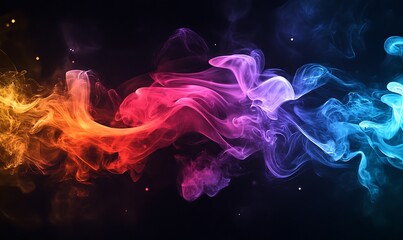 Fototapeta premium Abstract Swirling Smoke in Vibrant Colors on Black Background