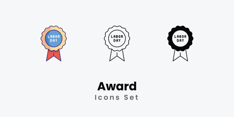 Award Icons thin line and glyph vector icon stock illustration