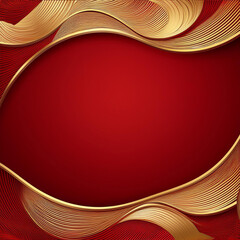 A red background with golden wavy decorative borders, Generative AI