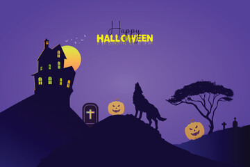 Happy Halloween party banner Background. Halloween Creative for social media post. 3D illustration.