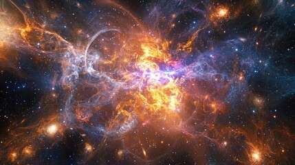 Fototapeta premium Cosmic Dawn: Early Galaxies Illuminating the Void