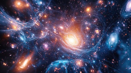 Obraz premium Stellar Genesis: The Dawn of Ultraviolet Radiation in the Young Universe