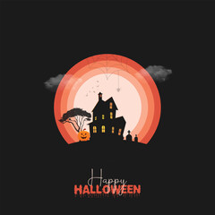 Happy Halloween party banner Background. Halloween Creative for social media post. 3D illustration.