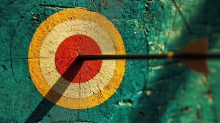 A green and yellow target with a red arrow pointing to it