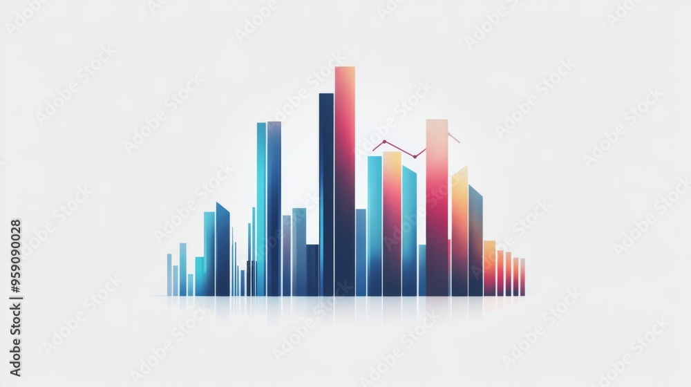 Poster a clean and modern bar chart with vertical bars, showing financial growth and data analysis, set aga