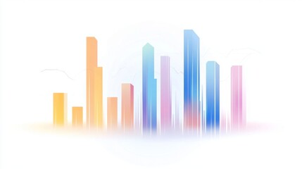 Fototapeta premium A clean and modern bar chart with vertical bars, showing financial growth and data analysis, set against a white background for clarity