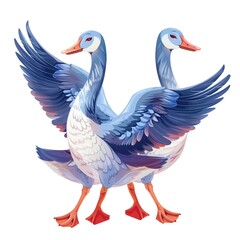 Geese cosmic fantasy animal cartoon isolated whitebackground 16:9