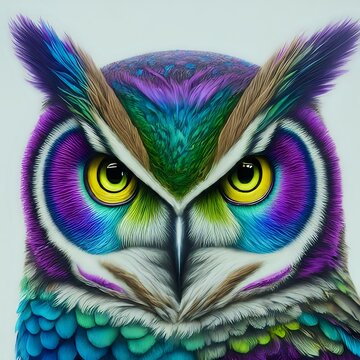an owl head image vectoral , colorful and isolated