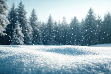 Tranquil Winter Snowfall Over a Pine Forest