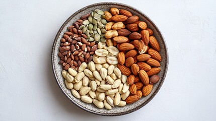 Nutritious Assortment of Nuts and Seeds on Plate with Copy Space for Snack Promotions