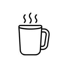 coffee mug Outline, Cup of coffee and coffee bean. Hot beverage. Aroma of coffee. Continuous line drawing