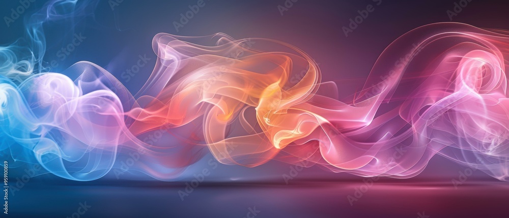 Poster abstract design with colorful flowing lines. ai.