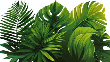 Tropical background with monstera leaves. Vector illustration for your design