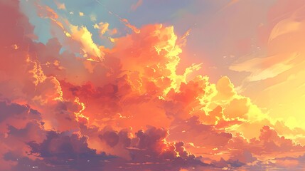 Golden Hour Sky: A stunning sky at golden hour, with hues of orange and pink blending into the clouds.