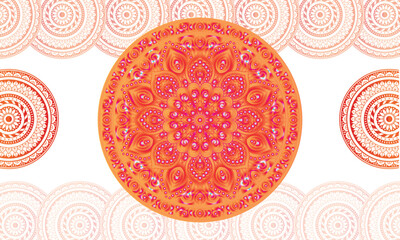 An intricate mandala design filled with radiant hues and geometric patterns, beautifully symmetrical.Flower Mandala. Vintage decorative elements. Oriental pattern, vector illustration. Islam, Arabic.