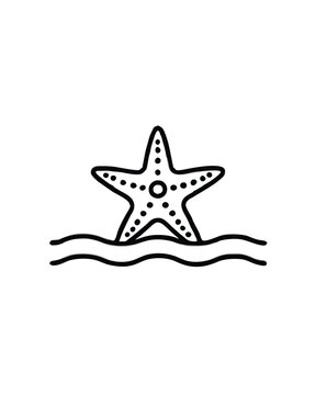 recommend clip art: Editable stroke vector of a starfish lying on the ocean.