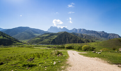Panoramic view of the Caucasus mountains