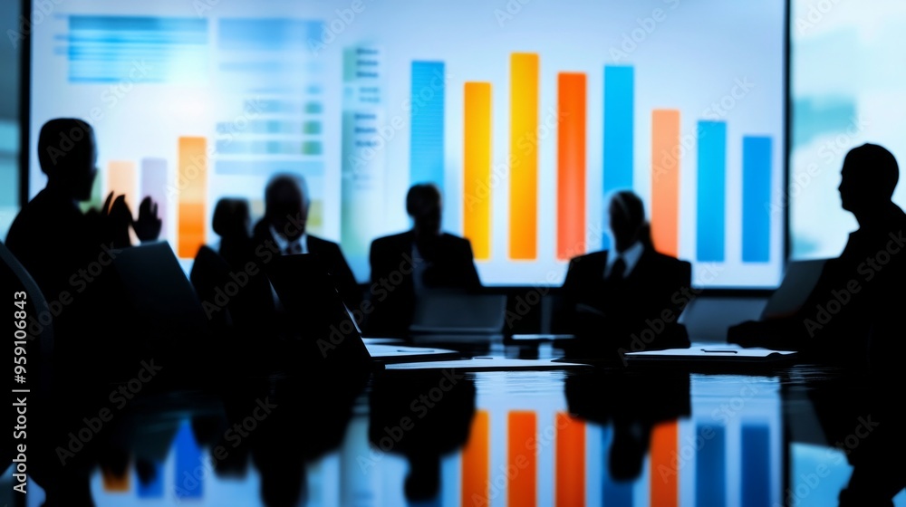 Aufkleber A dynamic presentation slide featuring a bar chart with animated bars highlighting key performance metrics in a business meeting