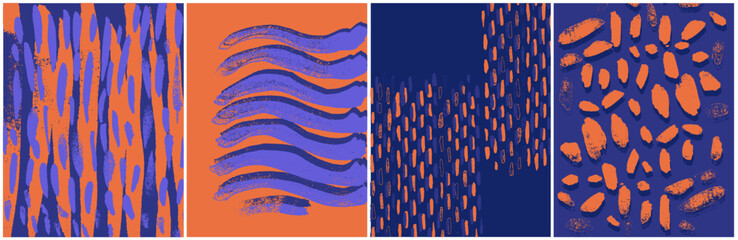 Modern Vector Postcards Set Background Grunge Bold Colors with an Urban Twist design blue orange