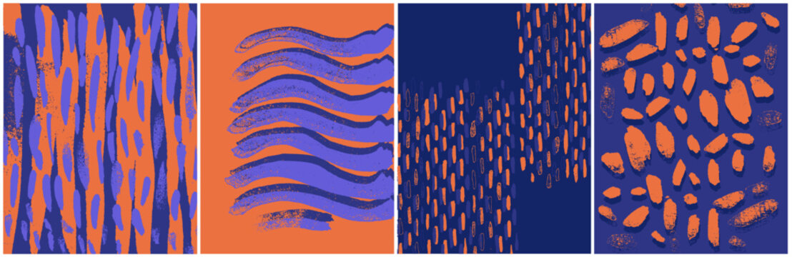 Modern Vector Postcards Set Background Grunge Bold Colors with an Urban Twist design blue orange