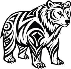 Bear tattoo abstract line art