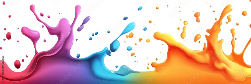 Poster colorful background with abstract shapes and colorful splashes on a white background generative ai