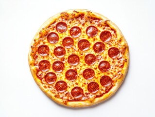 Outline Of Pizza. Delicious Pepperoni Pizza with Cheese and Meat, Copy Space Available