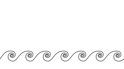 Single continuous line wave line border sea ornament. Travel wedding decoration frame seamless wavy zigzag lines pattern in abstract. Geometric style vector illustration