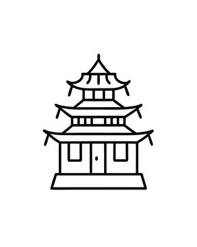 recommend clip art: Editable stroke vector of a temple decorated with 7.