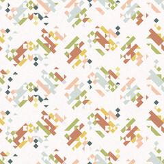 Simple glitch geometric seamless abstract pattern with playful woven summer color. Bright whimsical gender neutral bold irregular shape textile Cotton effect background. 
